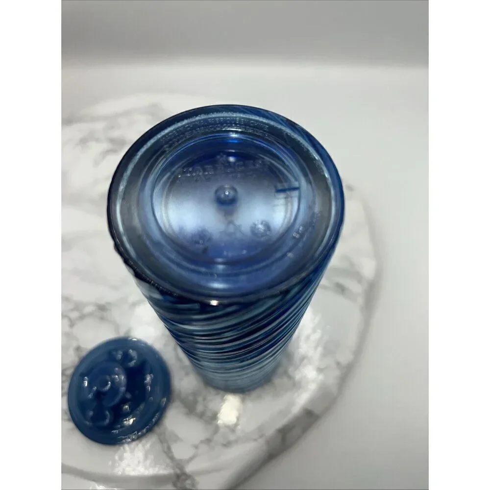 STARBUCKS Holiday 2023 Iridescent Icicle Ribbon Swirl Blue Sip Tumbler 16oz